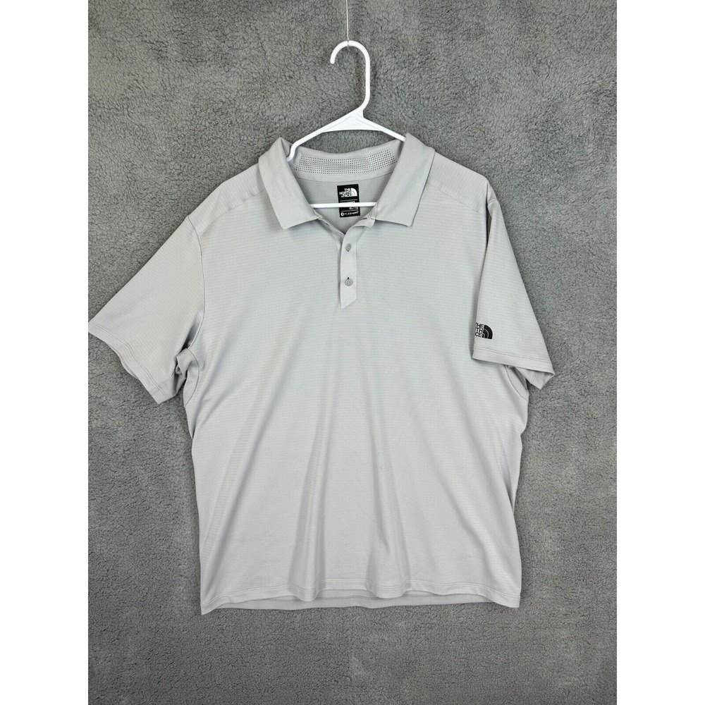 The North Face Polo Shirt Men's Size XL Flash Dry Gray Short Sleeve Golf Striped - Picture 2 of 16